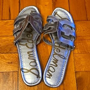 Sam Edleman Bay Slide Sandal Soft Silver Leather
